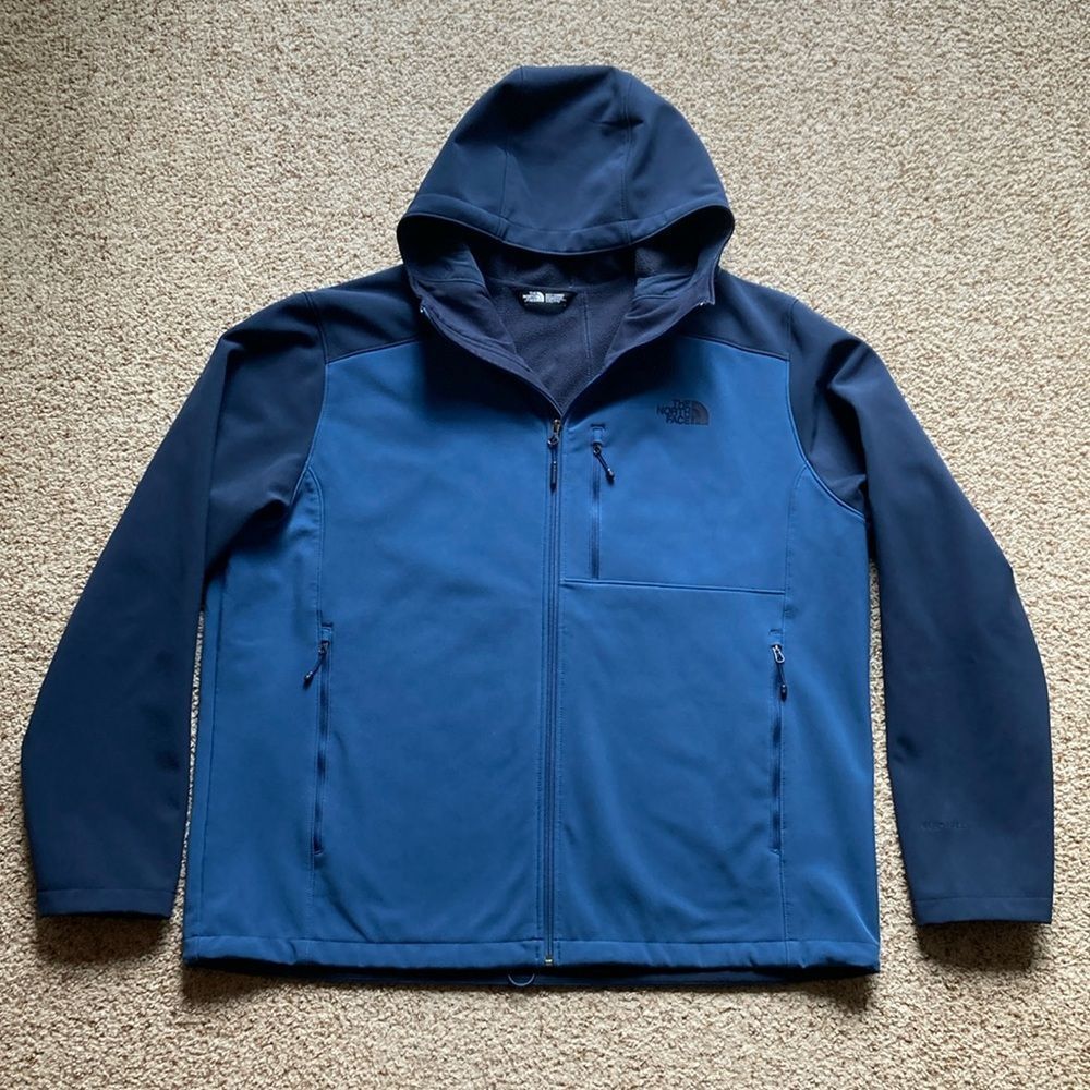 The North Face Men’s Apex Bionic Hoodie Two-Tone Blue Windwall Soft Shell Jacket